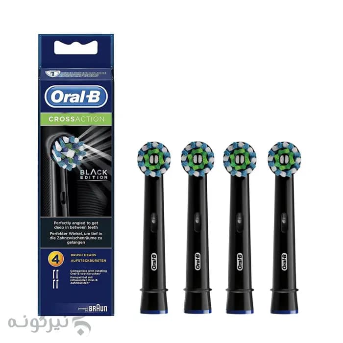 سری یدک مسواک برقی اورال بی مدل Cross action Black Edition بسته 4 عددی