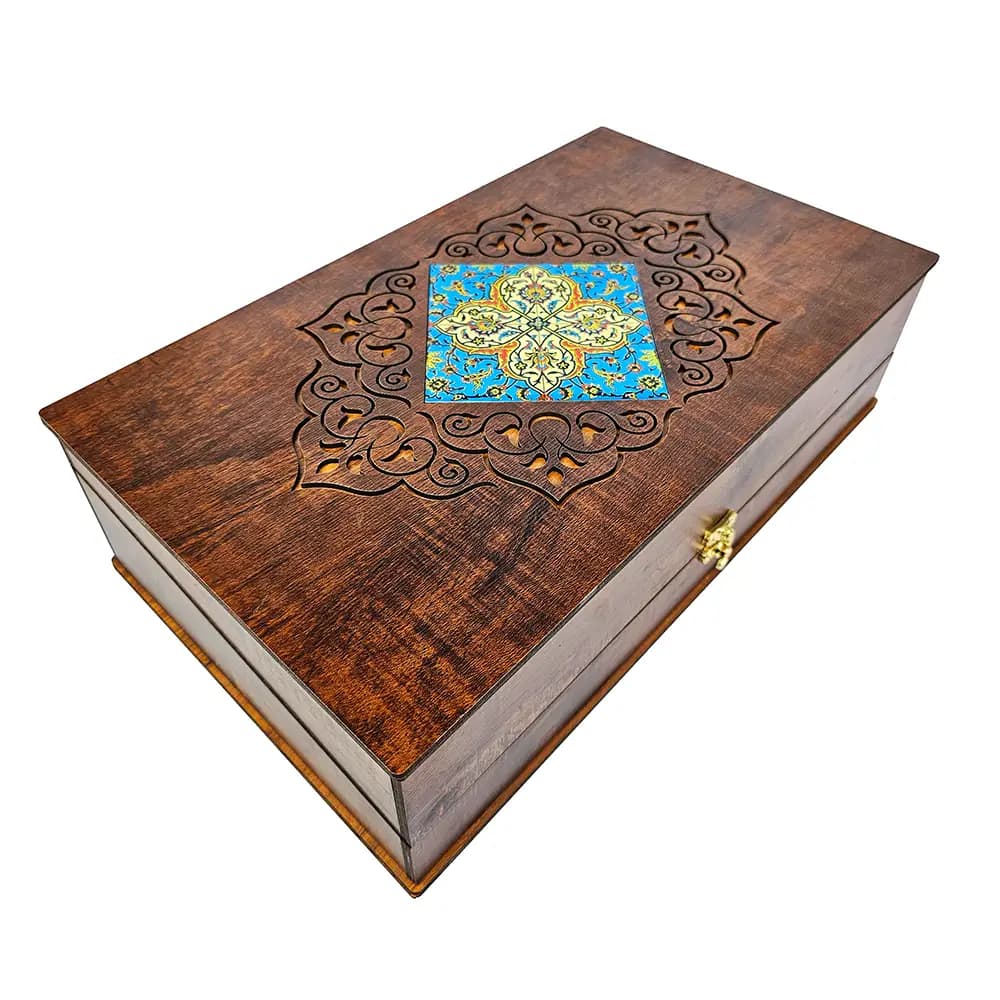 جعبه صنایع دستی و زعفران همادیس مدل فیروزه — تصویر ۳