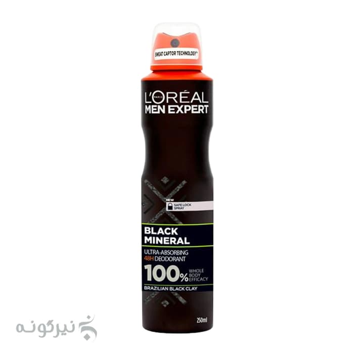 اسپری ضد تعریق مردانه BLACK MINERAL لورآل LOREAL