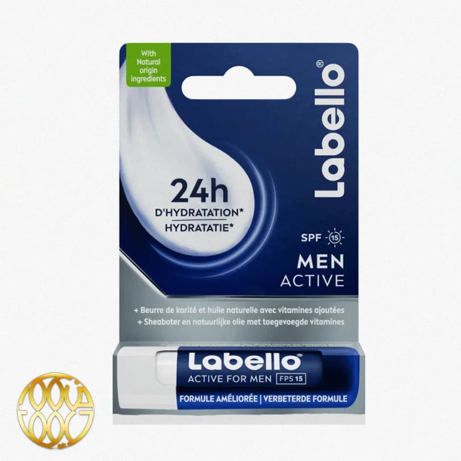 بالم لب لابلو مدل Active مخصوص مردان با SPF 15 – ۲۴ ساعت آبرسانی عمیق (ساخت آلمان)