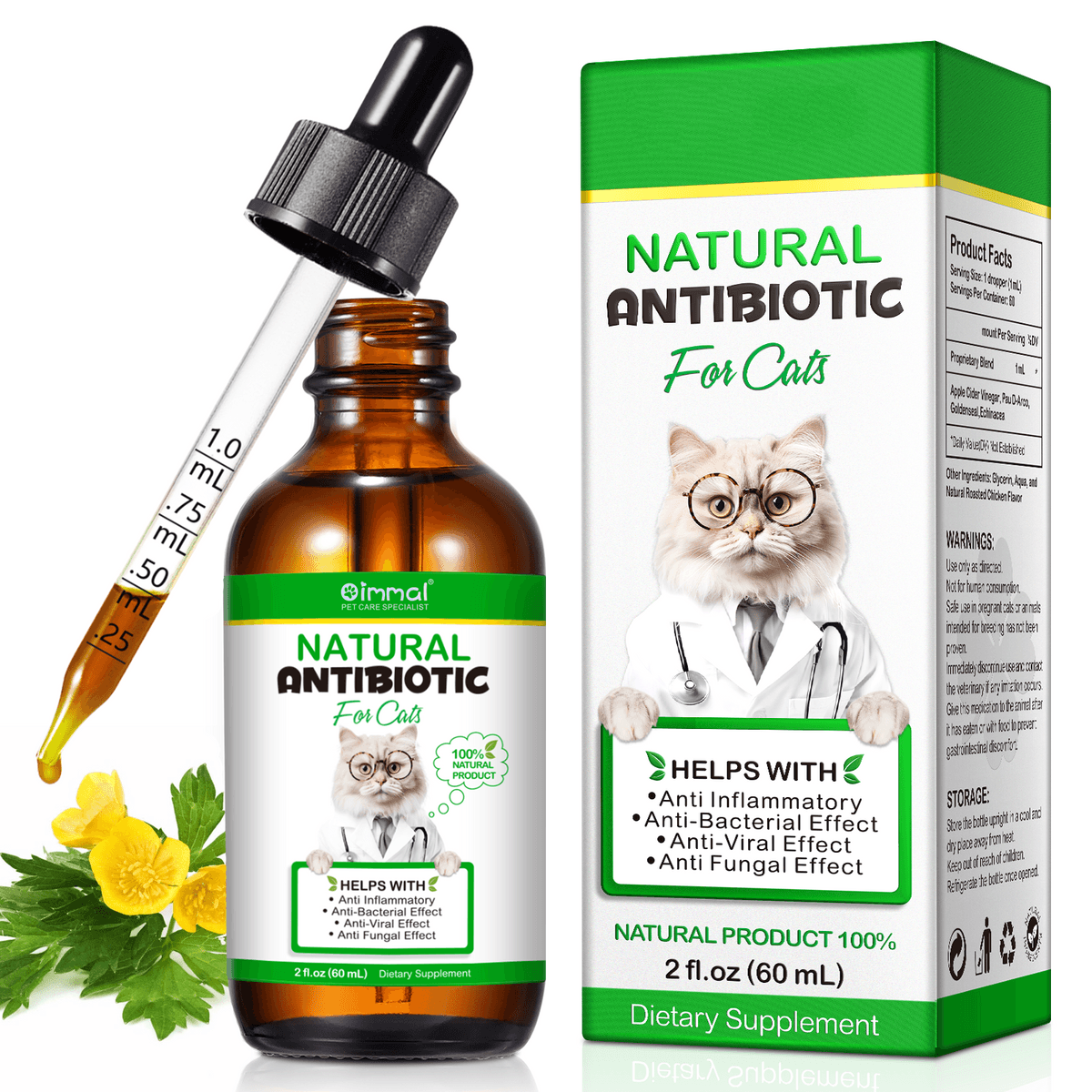 قطره آنتی بیوتیک طبیعی گربه اویمال _ Oimmal cat natural antibiotic