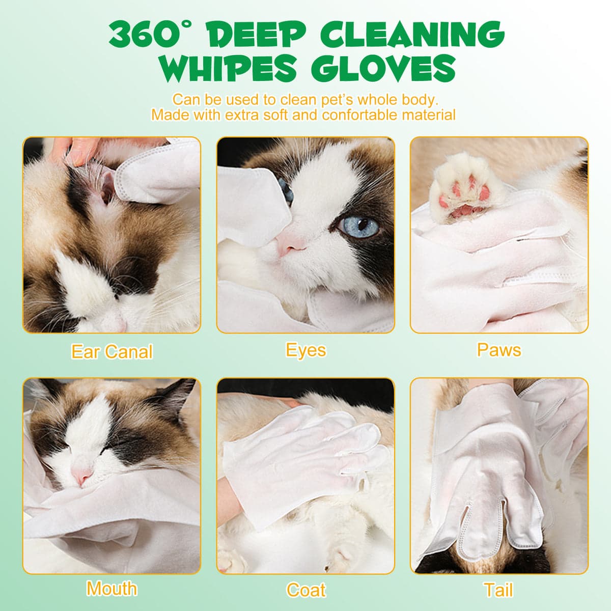 دستمال مرطوب دستکشی سگ و گربه اویمال 10 عددی _ Oimmal pet glove wipes — تصویر ۲