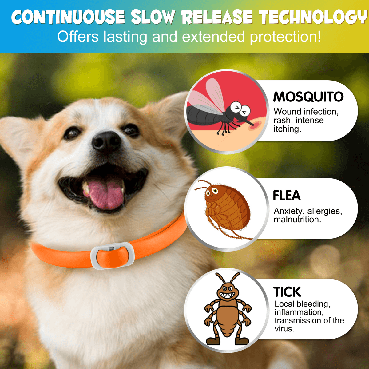 قلاده ضد کک و کنه 1عددی آبی سگ اویمال _ Oimmal flea & tick collar dog — تصویر ۳