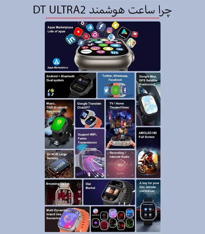 ساعت هوشمند اندروید DT ULTRA 2 قابل اتصال به WIFI — تصویر ۴