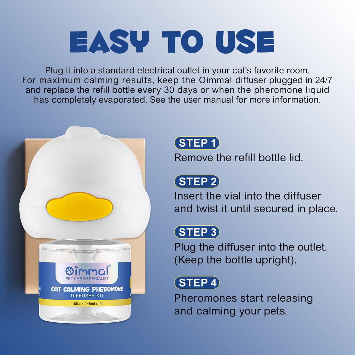 کیت و محلول پخش کننده فرومون آرام بخش گربه اویمال _ Oimmal calming cat kit — تصویر ۲