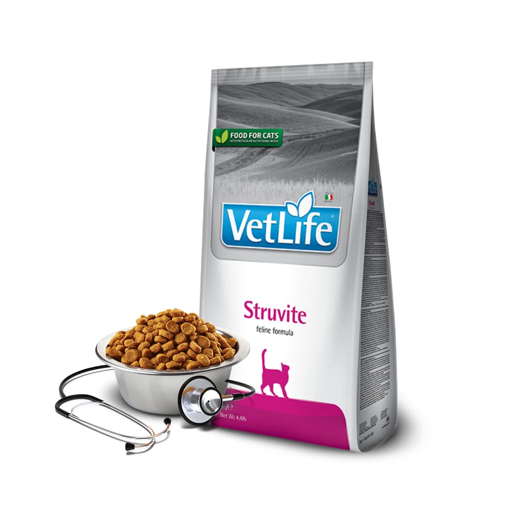 غذا خشک درمانی گربه برای سنگ های استروویتی وت لایف ۲ کیلوگرم_ Farmina Vet Life Struvite Feline Formula Dry Cat Food