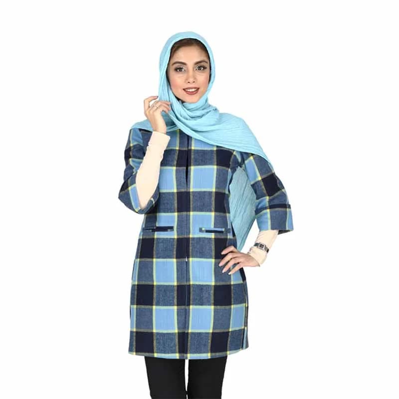 پالتو زنانه تیدا چهارخونه آبی کد 4309001005122 — تصویر ۵