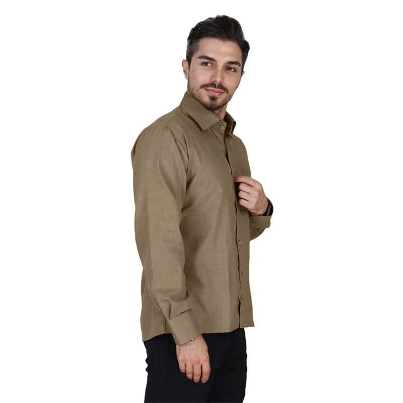 پیراهن مردانه یزدباف رنگ قهوه ای کد 4101002600160