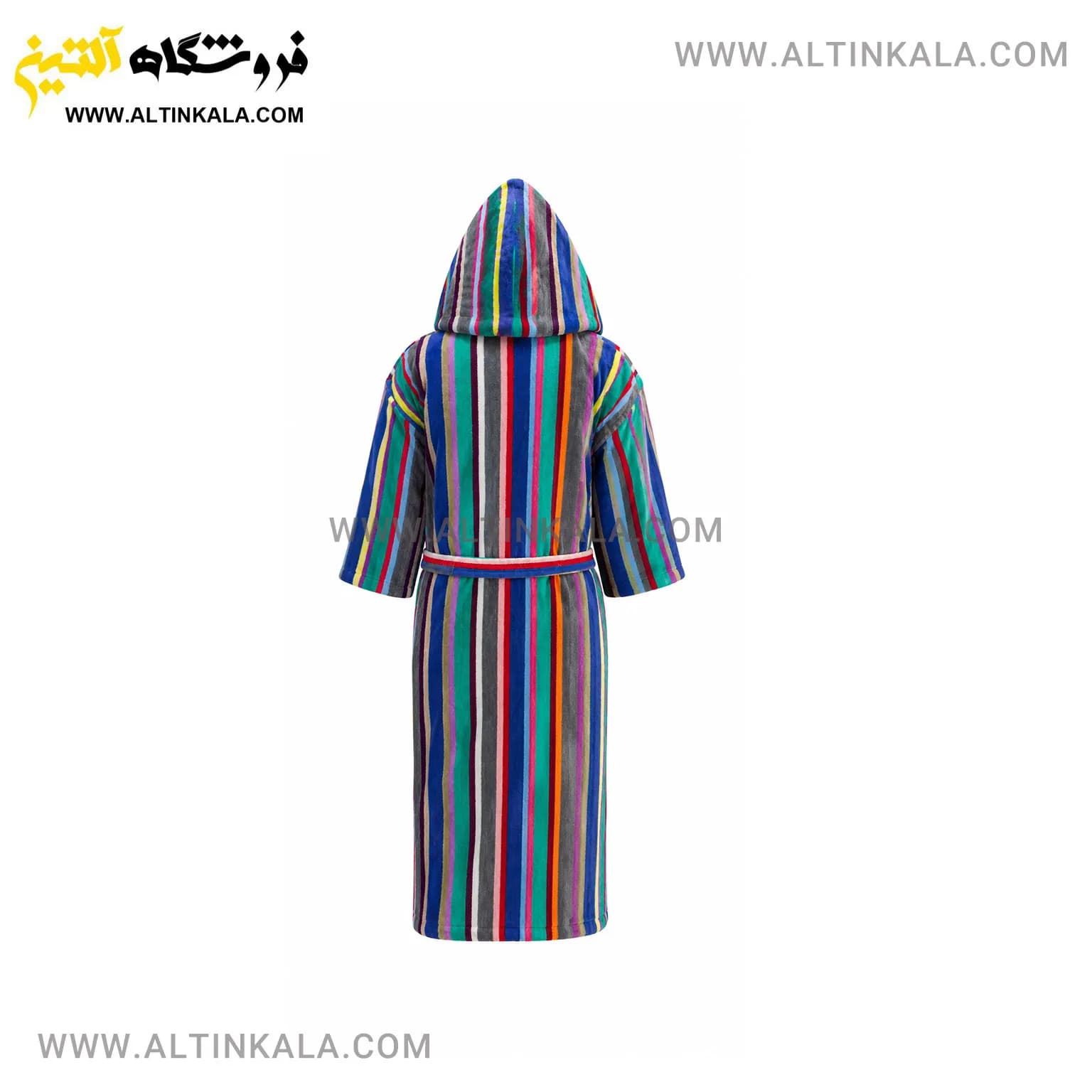 حوله پالتویی کودک ماندگار طرح راه راه آبی نفتی سایز 100 — تصویر ۲