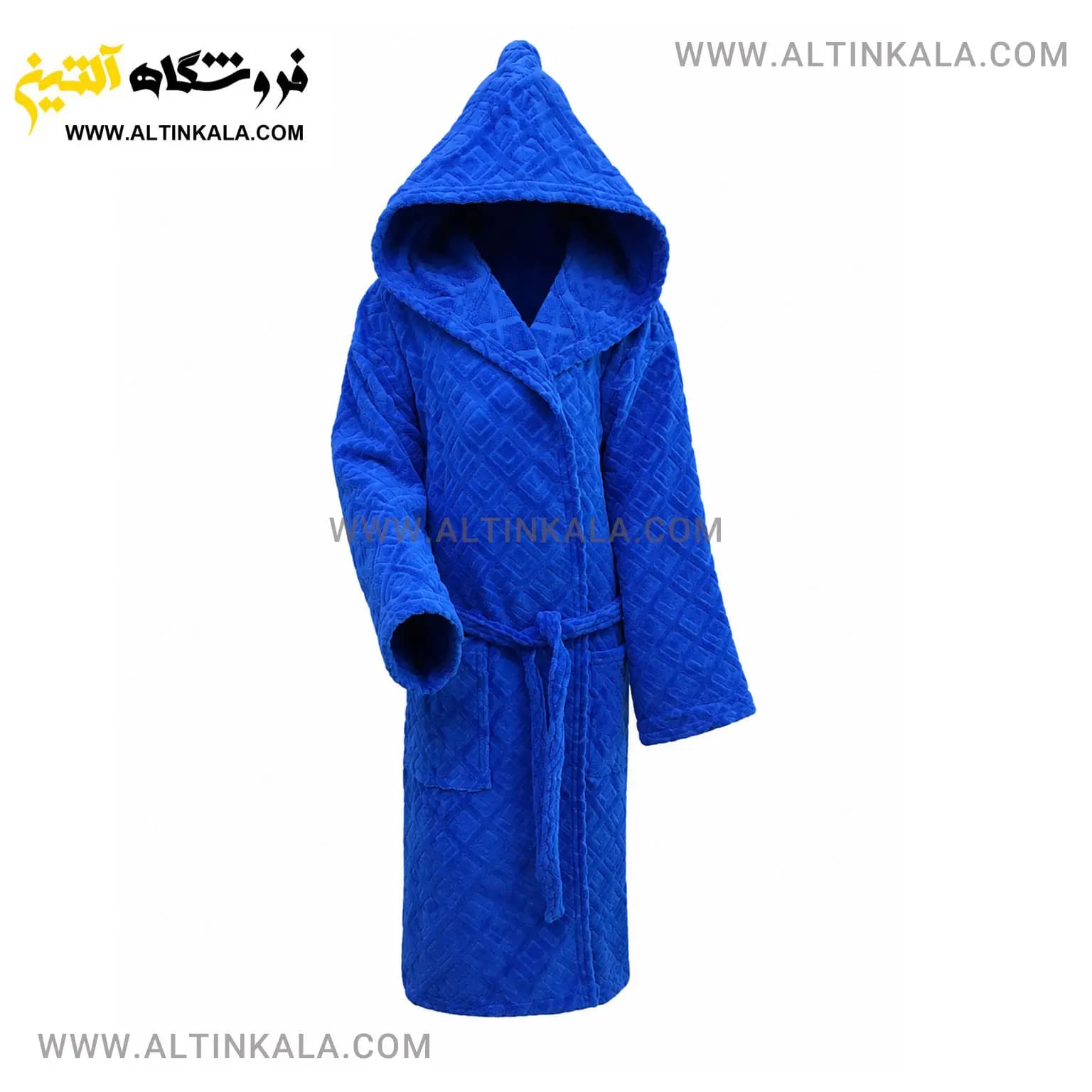 حوله پالتویی کودک ماندگار طرح ساده آبی نفتی سایز 100