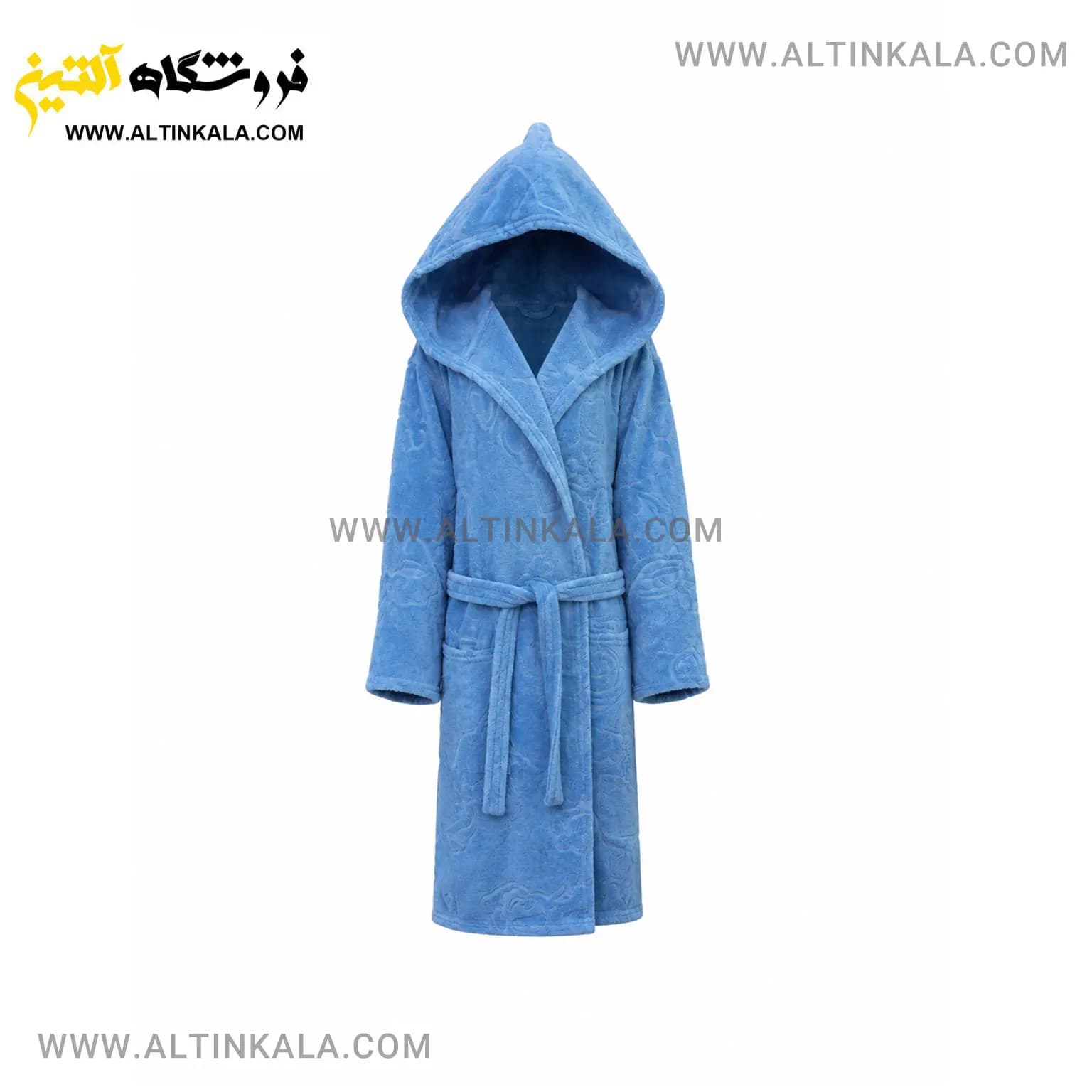 حوله پالتویی کودک ماندگار طرح ساده آبی روشن سایز 100
