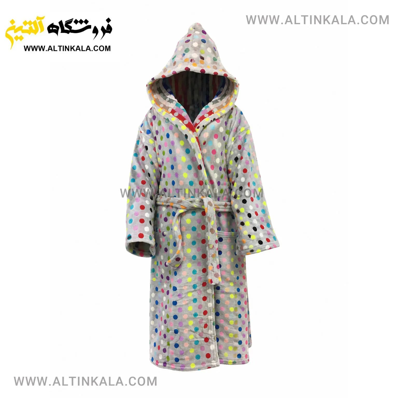 حوله پالتویی کودک ماندگار طرح خالدار طوسی سایز 80
