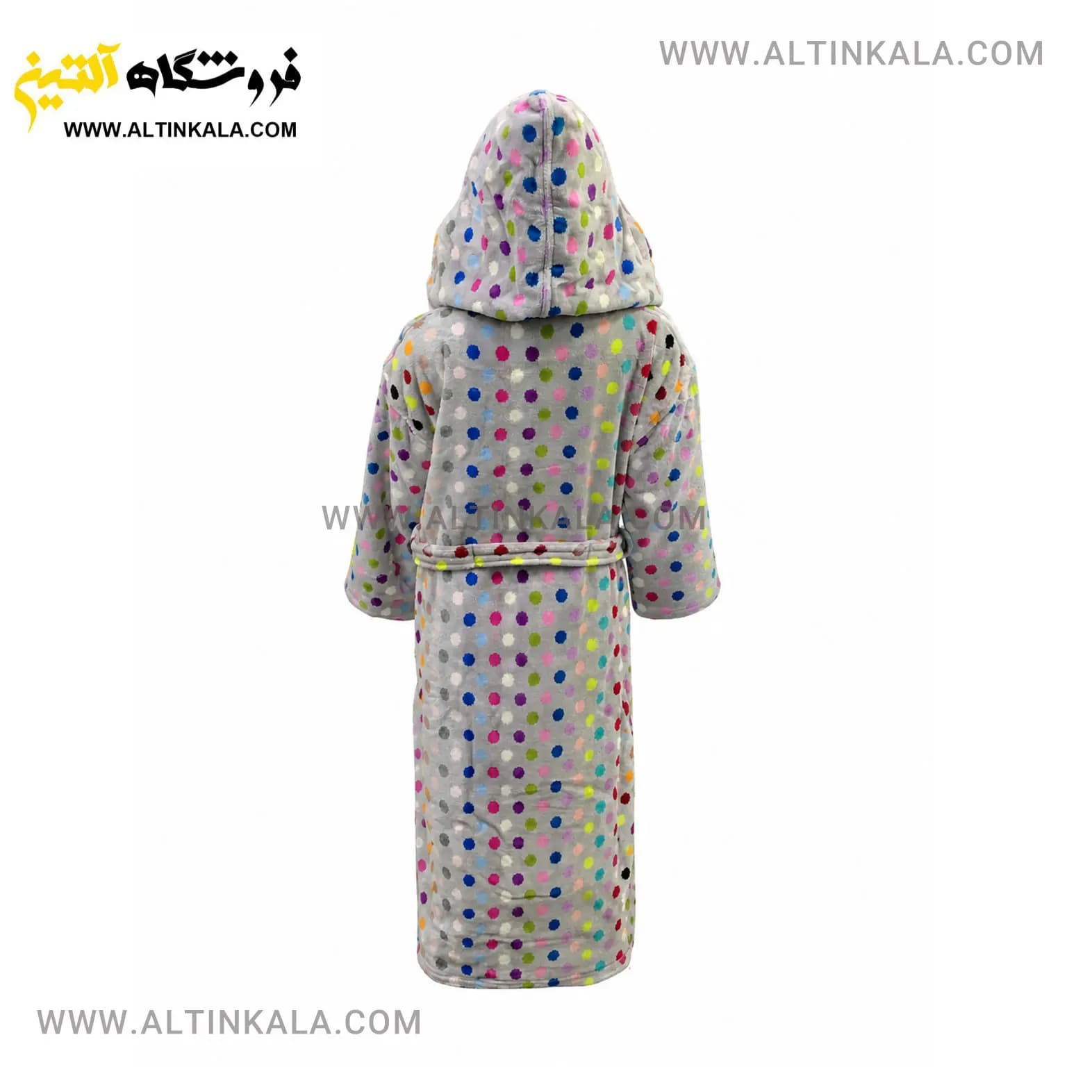 حوله پالتویی کودک ماندگار طرح خالدار طوسی سایز 90 — تصویر ۲