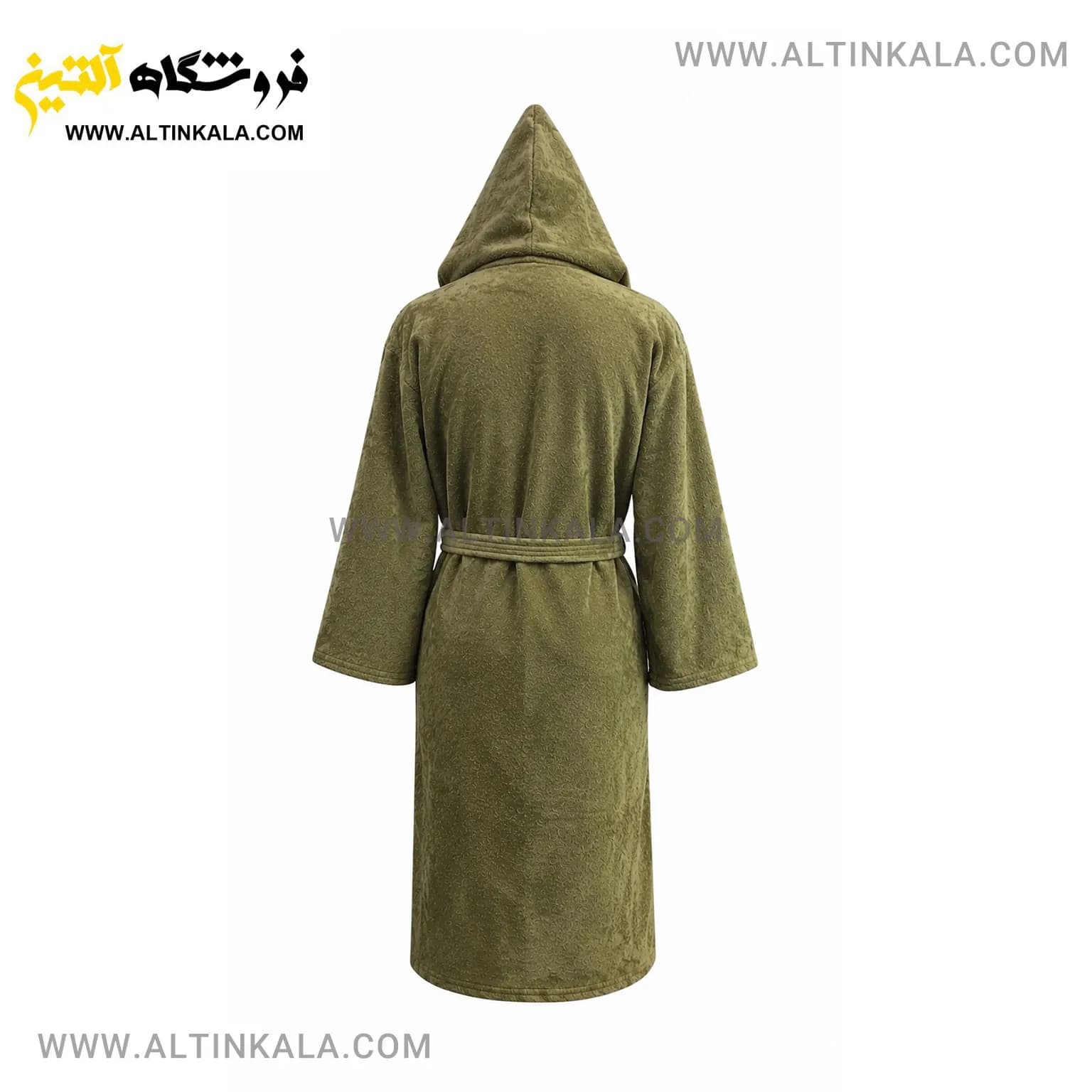 حوله پالتویی ماندگار جنس بامبو زیتونی سایز L — تصویر ۲