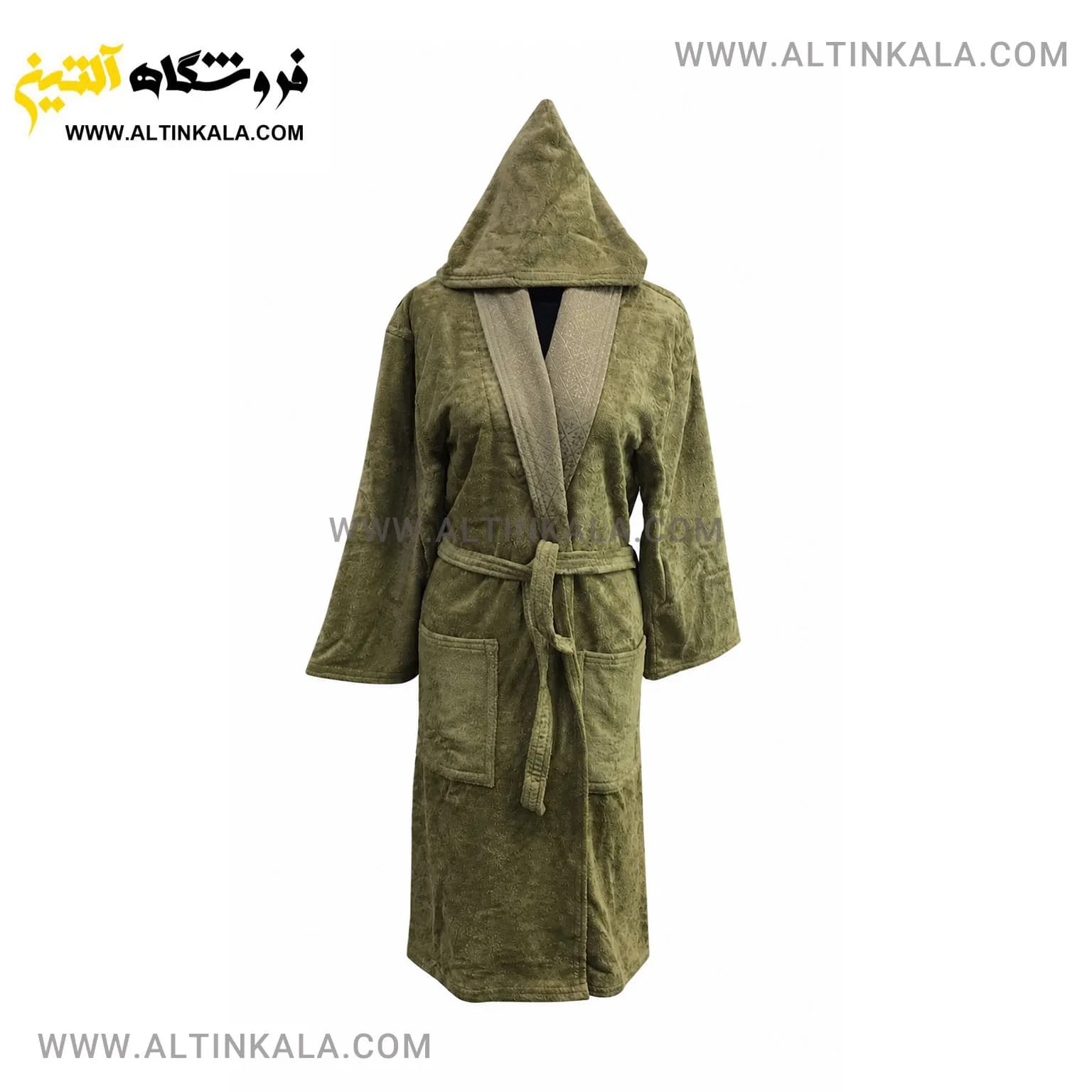 حوله پالتویی ماندگار جنس بامبو زیتونی سایز L
