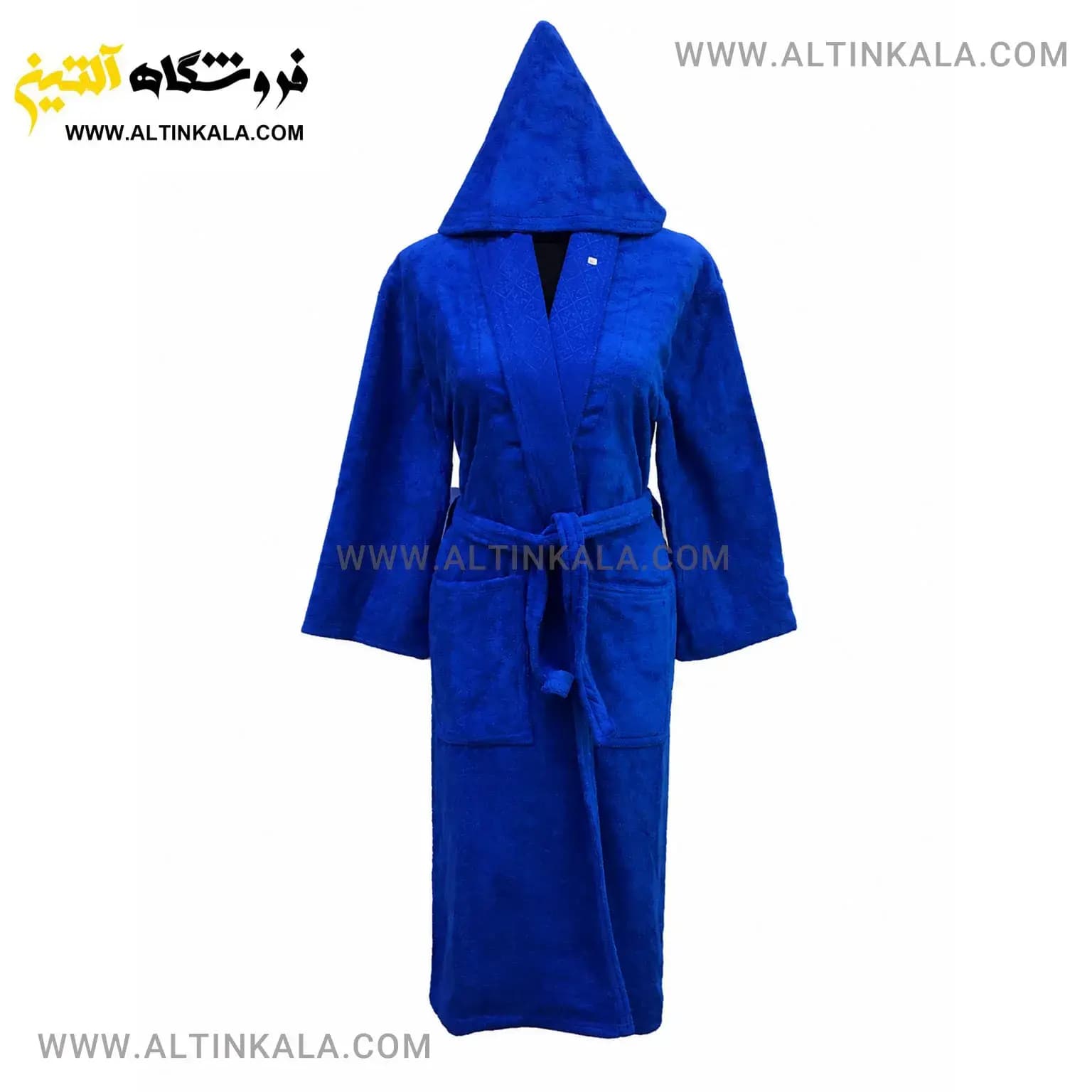 حوله پالتویی ماندگار جنس بامبو آبی نفتی سایز L