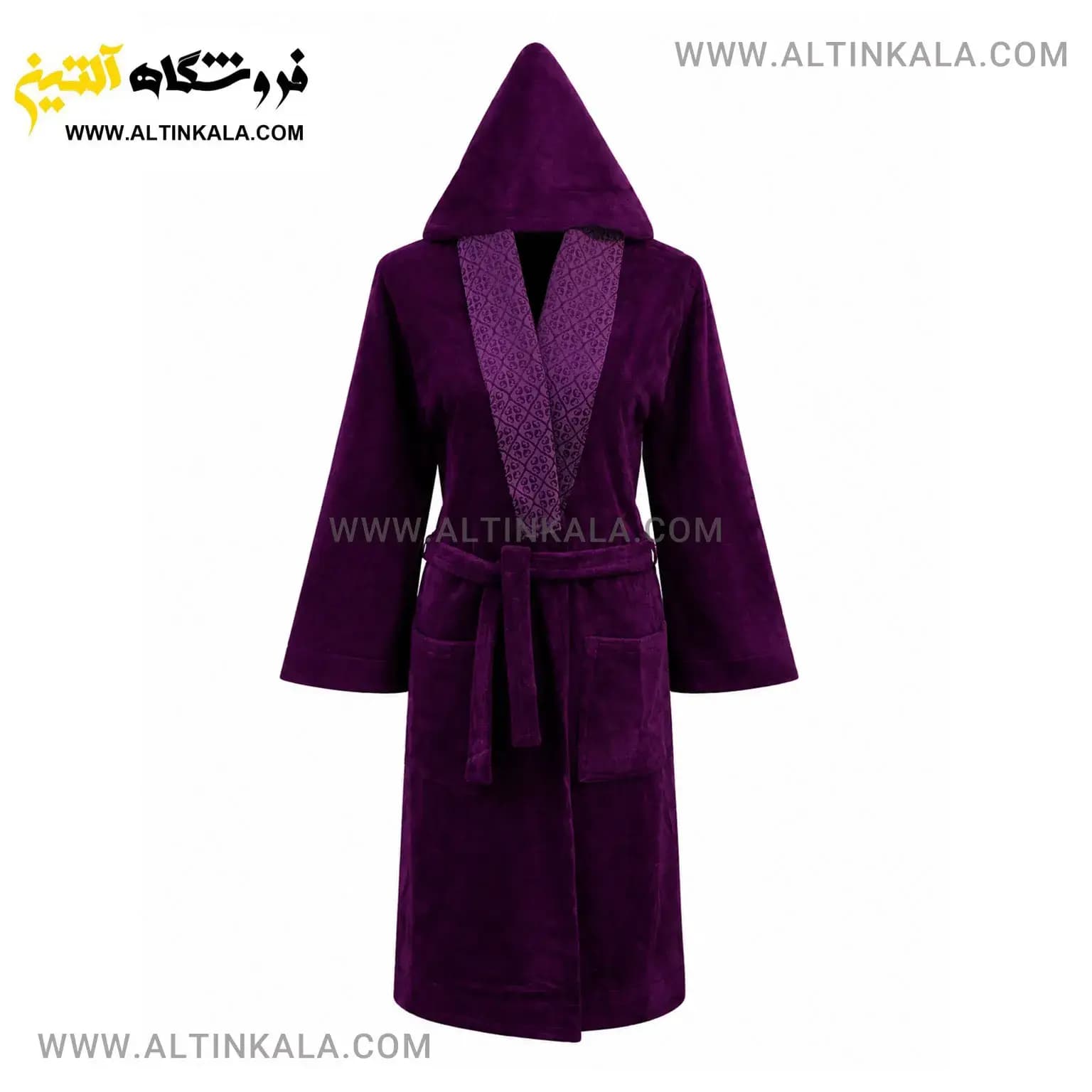 حوله پالتویی ماندگار جنس بامبو بنفش سیر سایز L