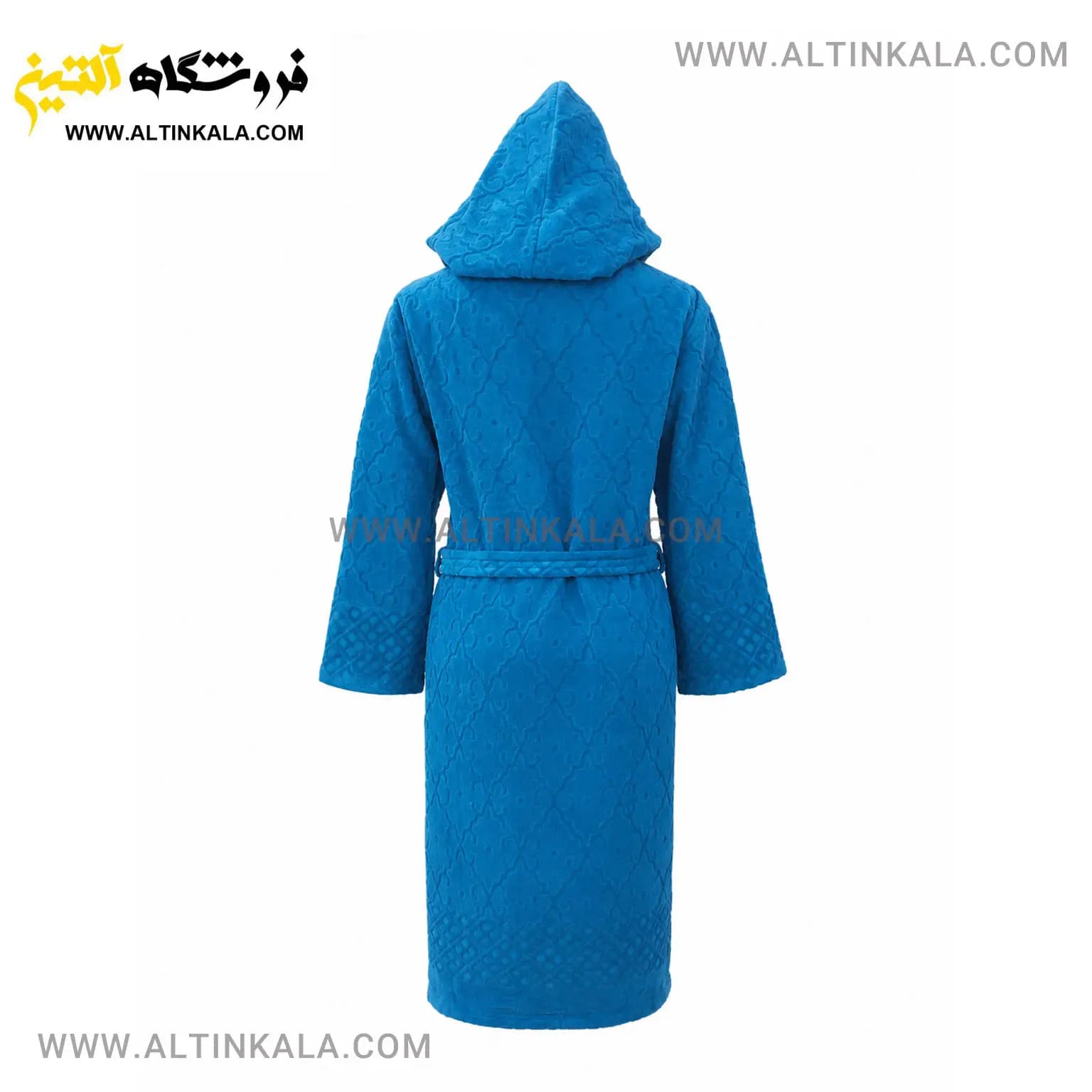حوله پالتویی ماندگار طرح لوزی آبی نفتی سایز L — تصویر ۲