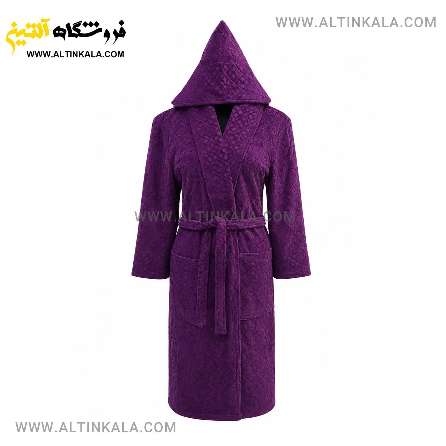 حوله پالتویی ماندگار طرح لوزی بنفش سایز L