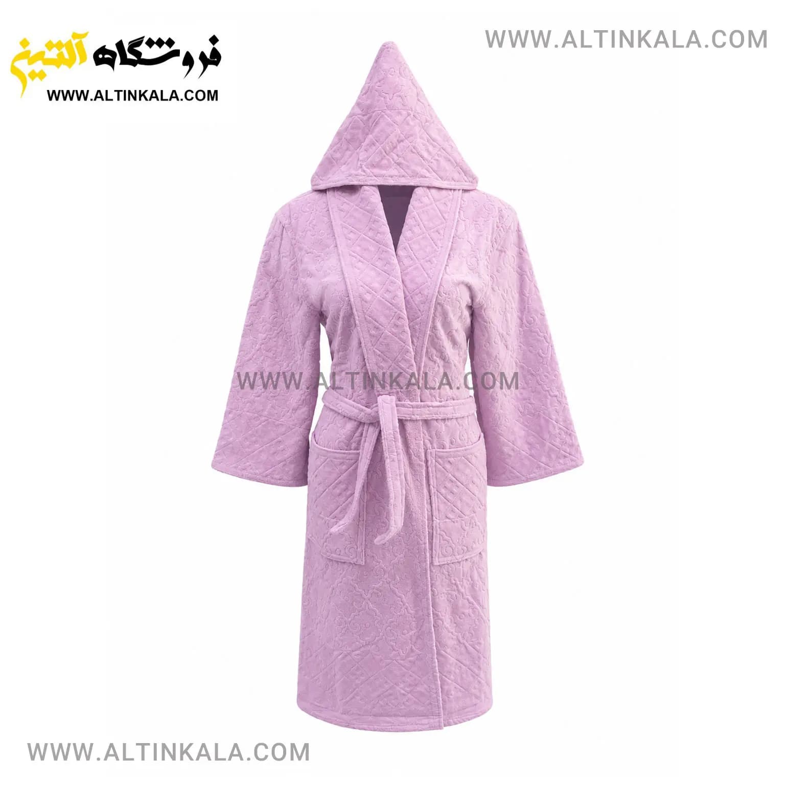 حوله پالتویی ماندگار طرح لوزی یاسی سایز L