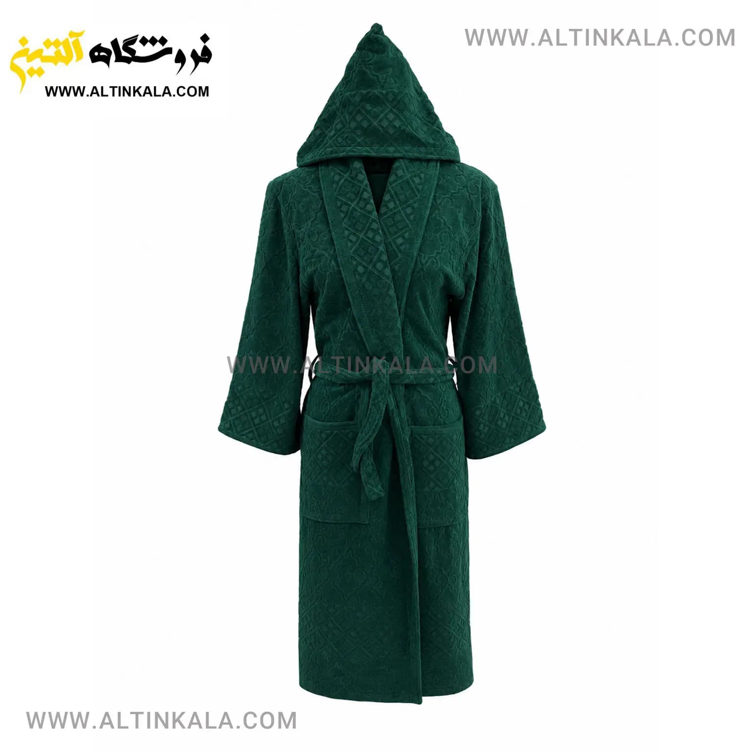 حوله پالتویی ماندگار طرح لوزی سبز تیره سایز L