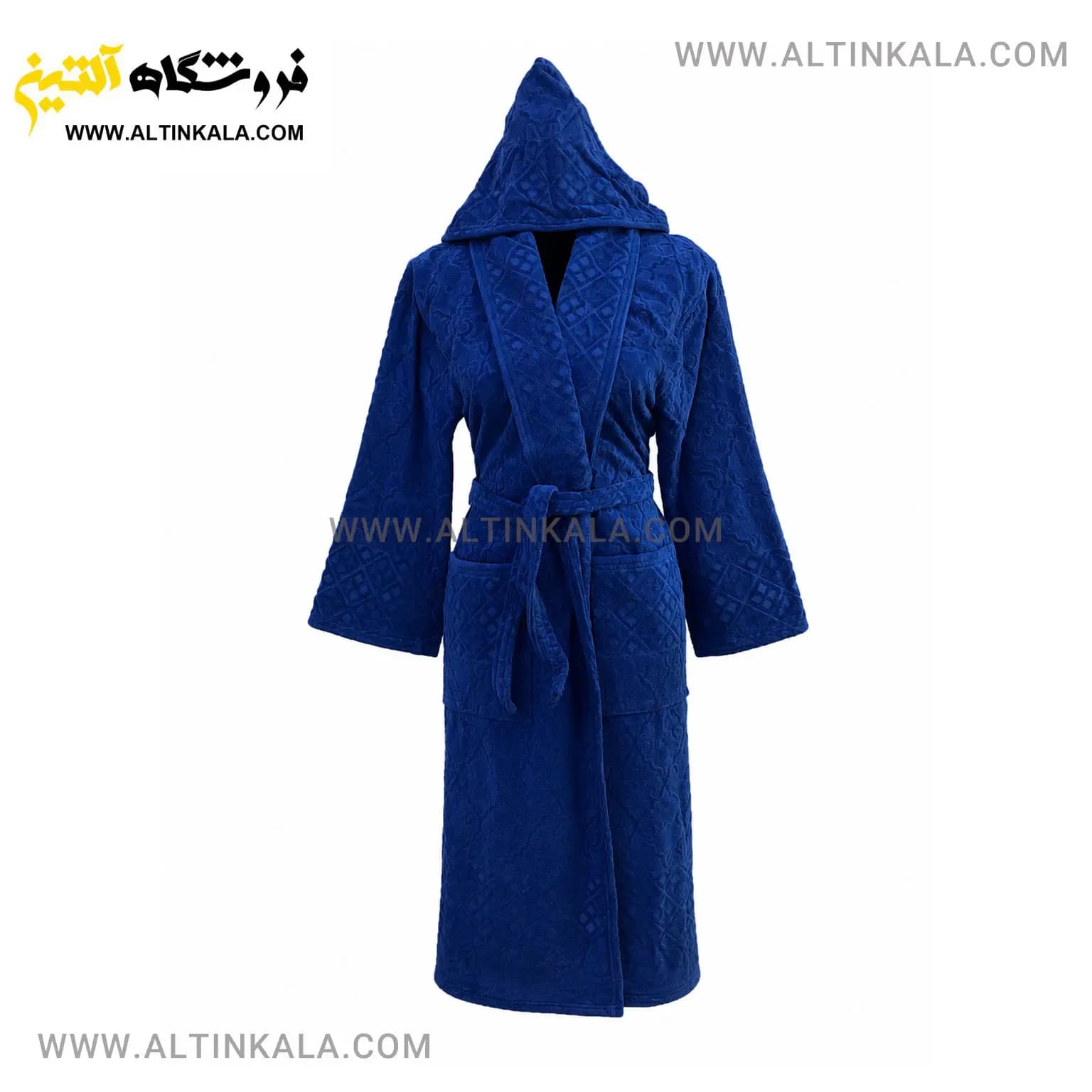 حوله پالتویی ماندگار طرح لوزی آبی شالی سایز L