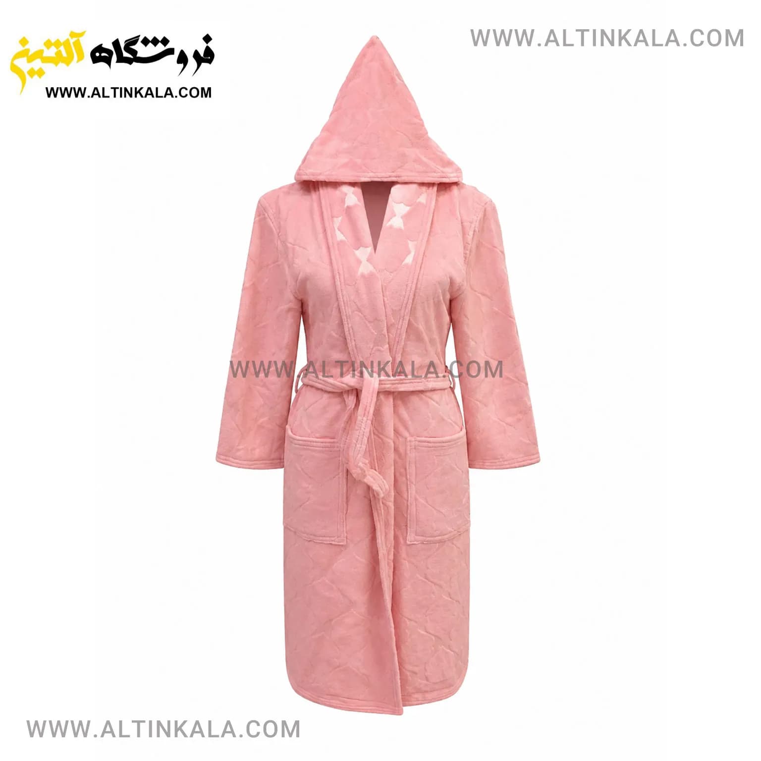 حوله پالتویی ماندگار طرح سیلور صورتی روشن سایز L
