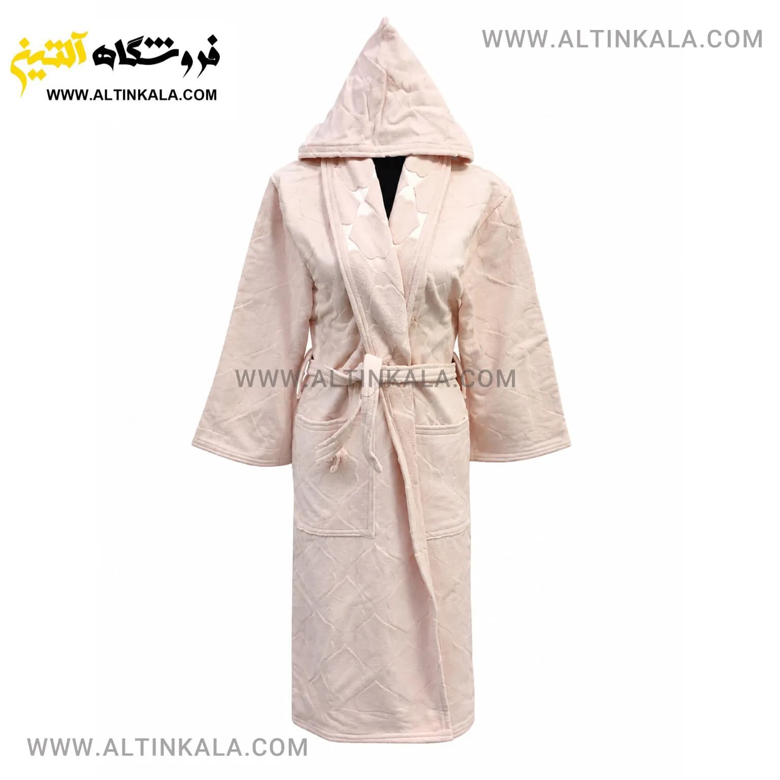 حوله پالتویی ماندگار طرح سیلور گلبهی روشن سایز L