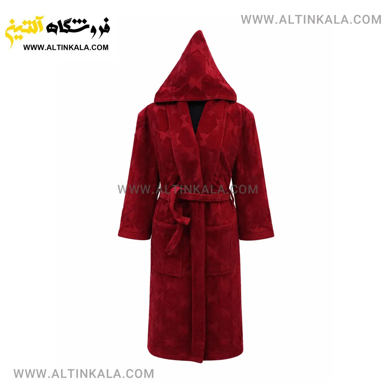 حوله پالتویی ماندگار طرح سیلور زرشکی سایز L