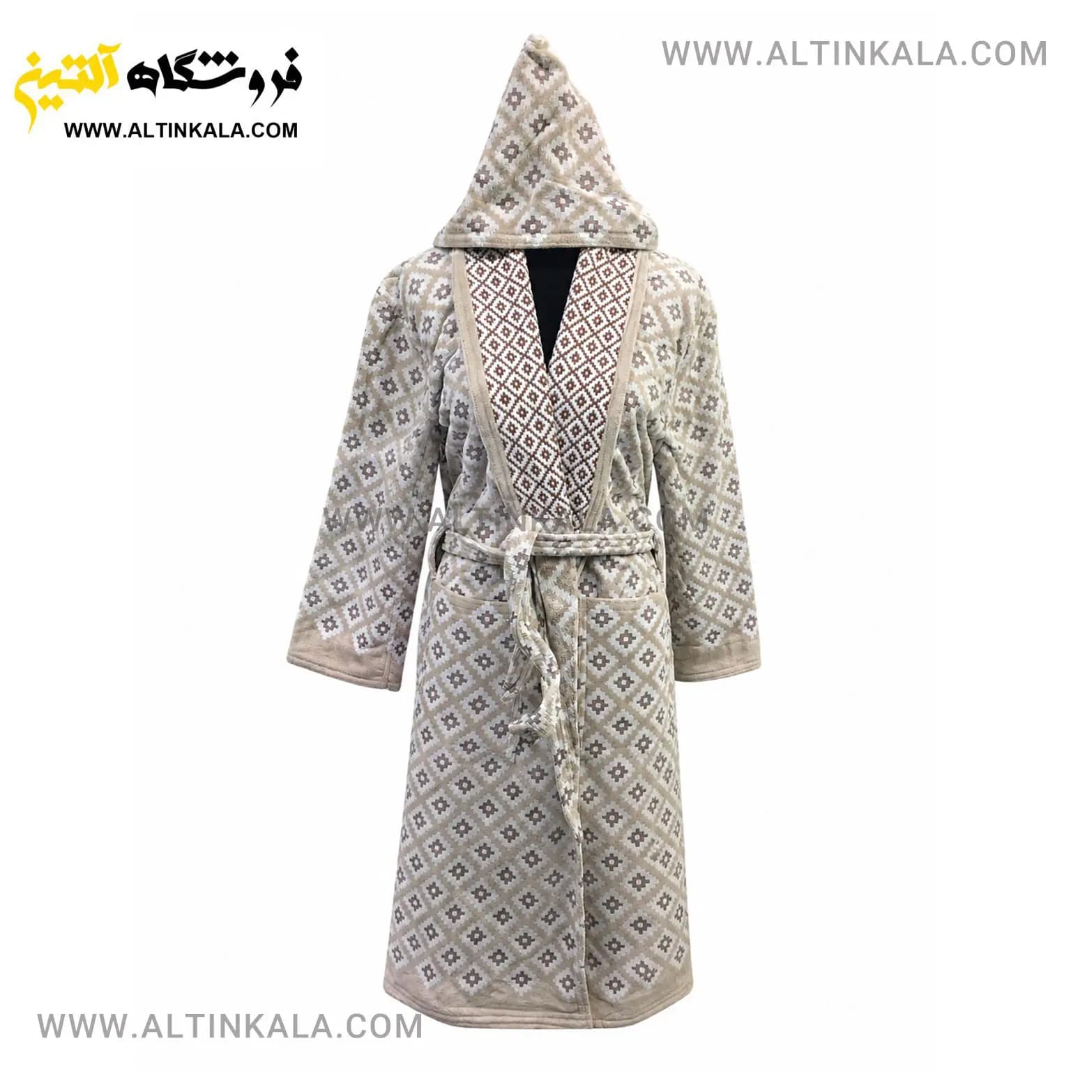 حوله پالتویی ماندگار طرح فلورا شکلاتی سایز L