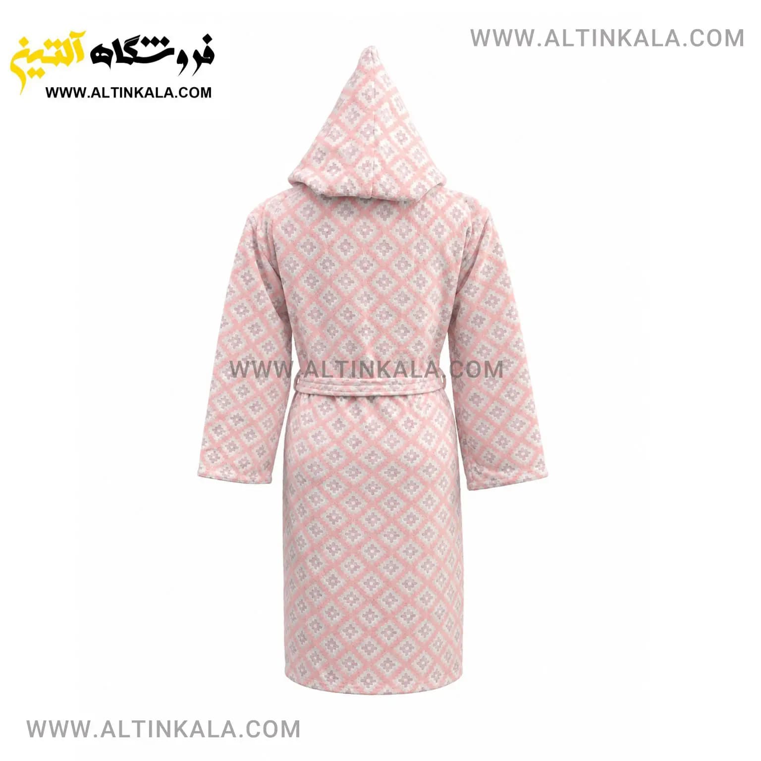 حوله پالتویی ماندگار طرح فلورا صورتی روشن سایز L — تصویر ۲