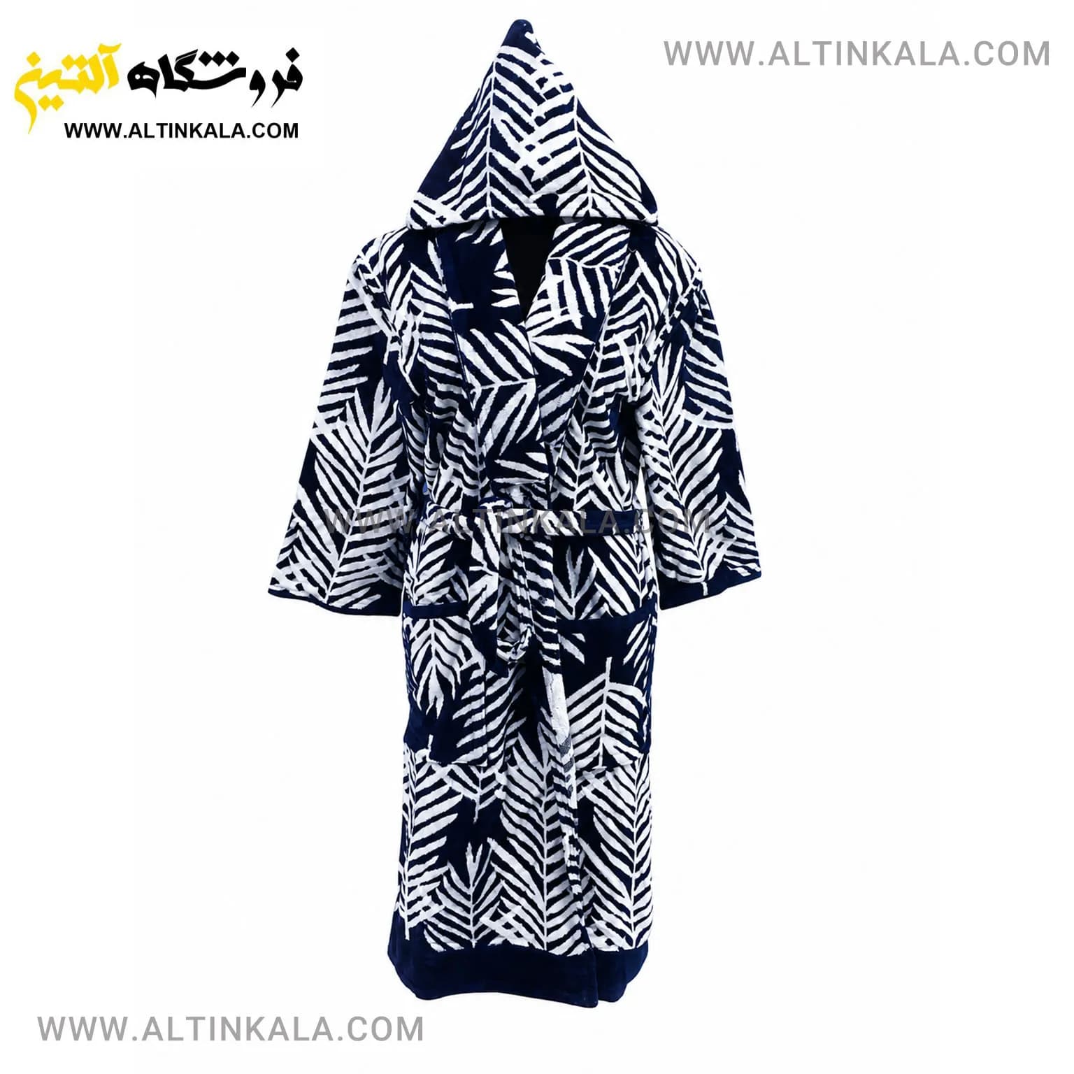 حوله پالتویی ماندگار طرح برگ سرمه ای سایز L