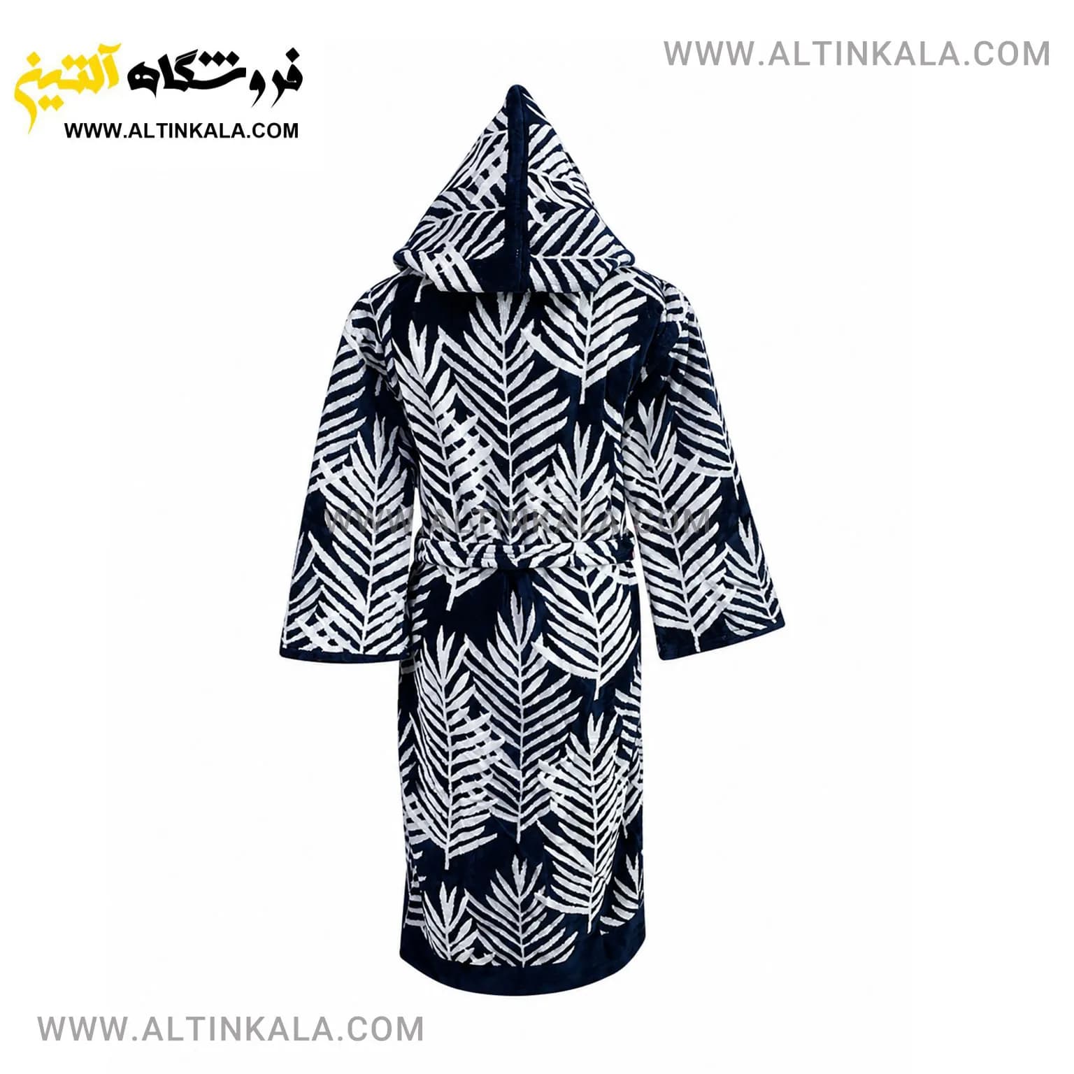 حوله پالتویی ماندگار طرح برگ سرمه ای سایز L — تصویر ۲