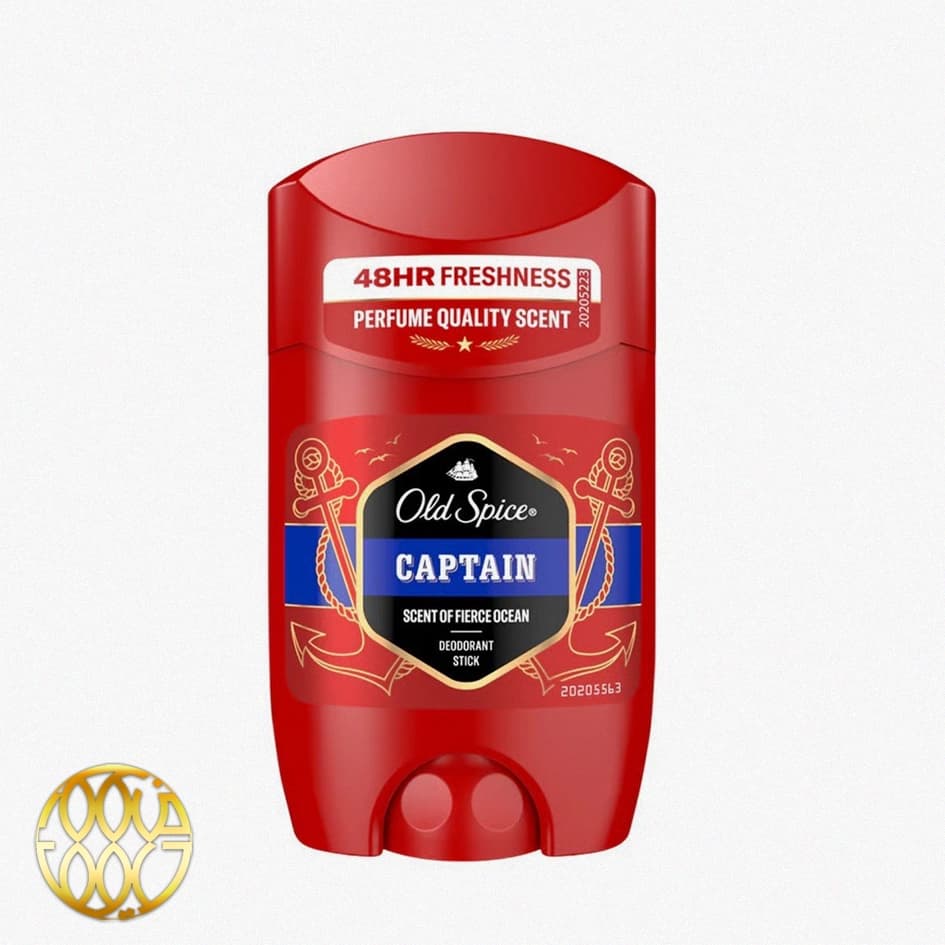 دئودورانت استیک مردانه اولد اسپایس کاپیتان (Captain) ۵۰ میل | محافظت ۴۸ ساعته و بدون لک با رایحه اقیانوس خروشان