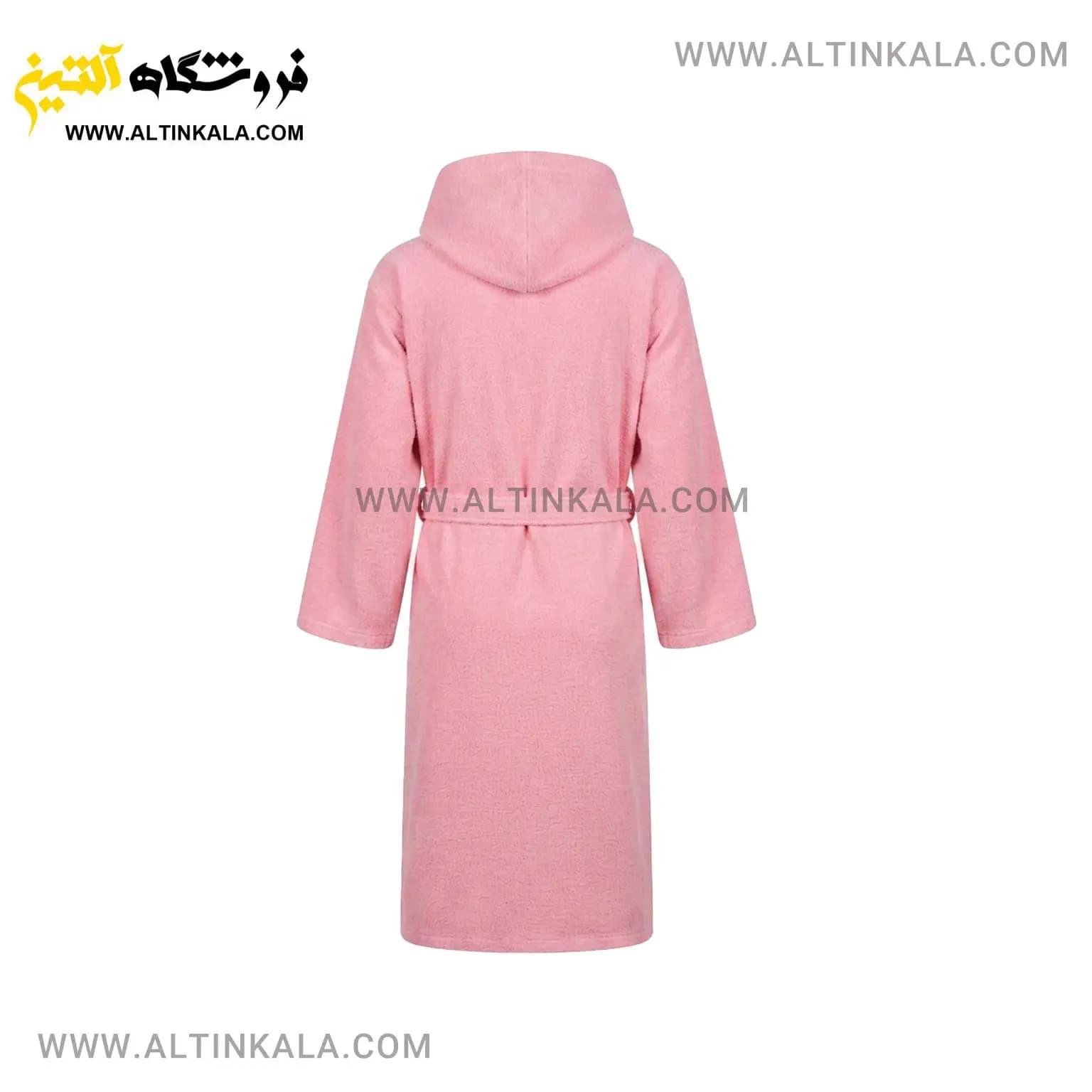 حوله پالتویی ماندگار طرح یقه ابریشمی صورتی روشن سایز L — تصویر ۲