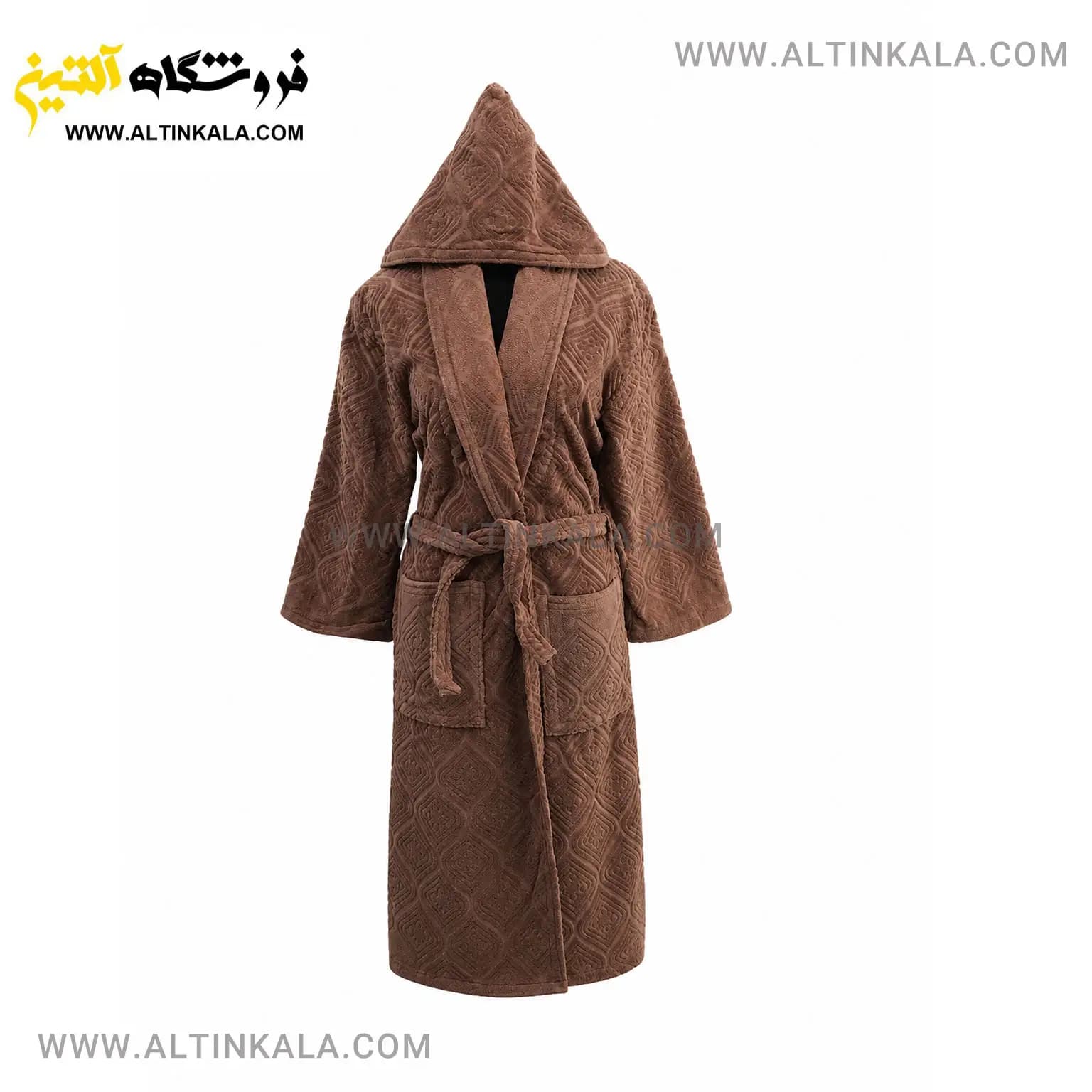 حوله پالتویی ماندگار طرح کرال شکلاتی سایز L