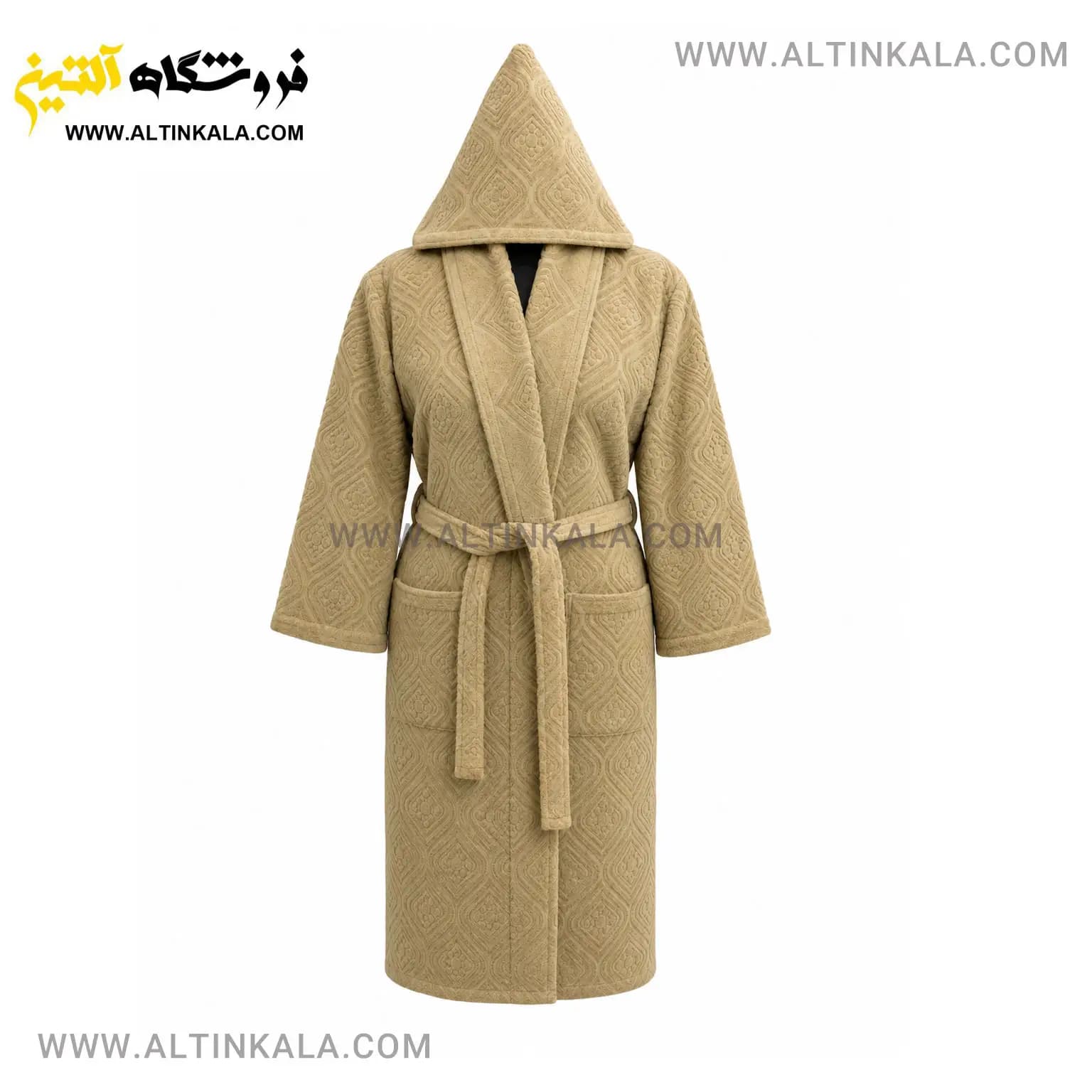 حوله پالتویی ماندگار طرح کرال نخودی سایز L