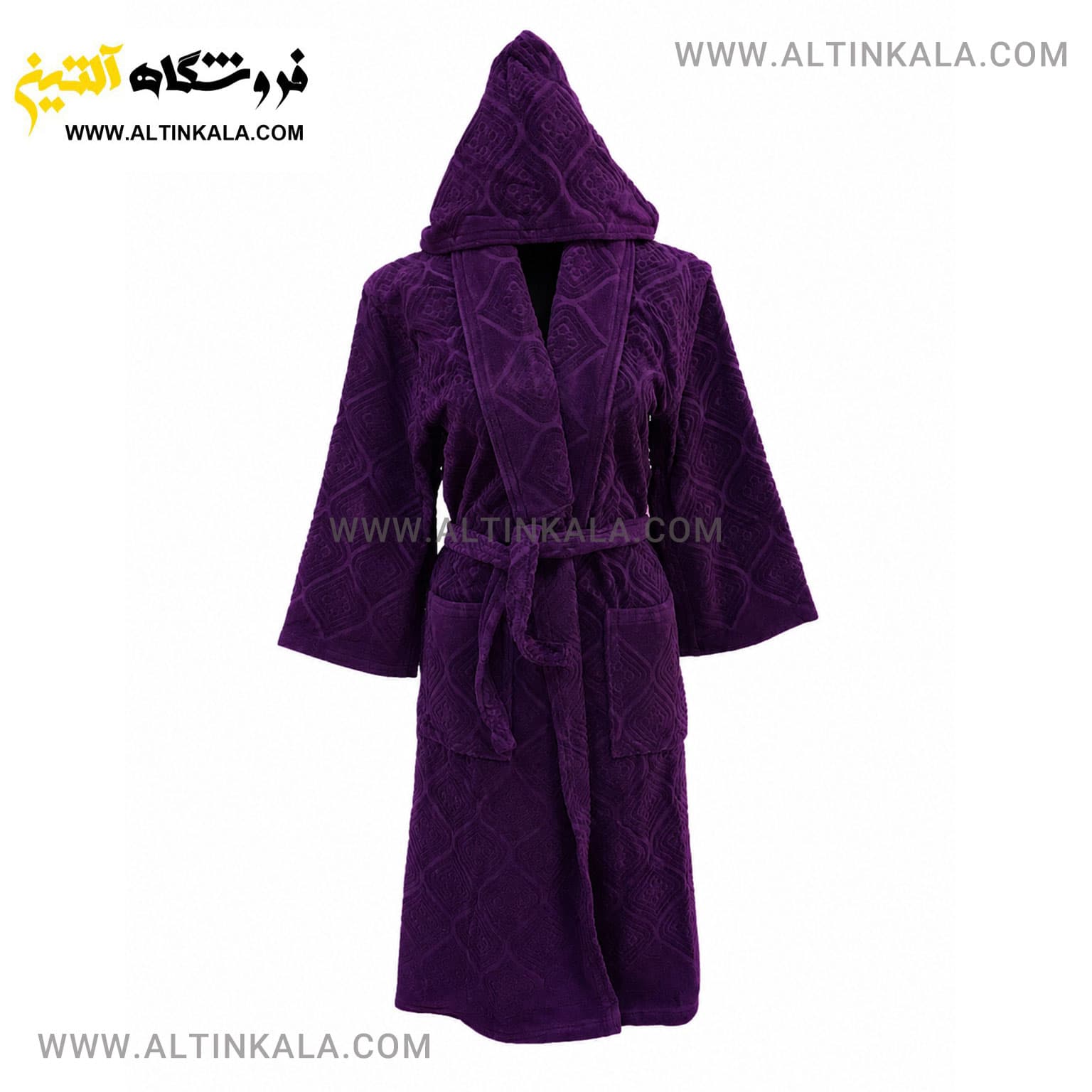 حوله پالتویی ماندگار طرح کرال بنفش سیر سایز L
