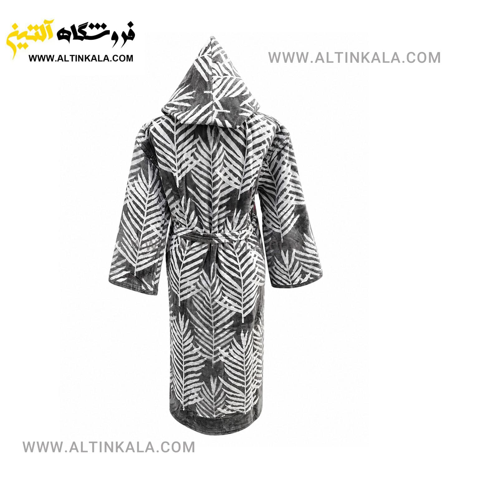 حوله پالتویی ماندگار طرح برگ طوسی سایز L — تصویر ۲