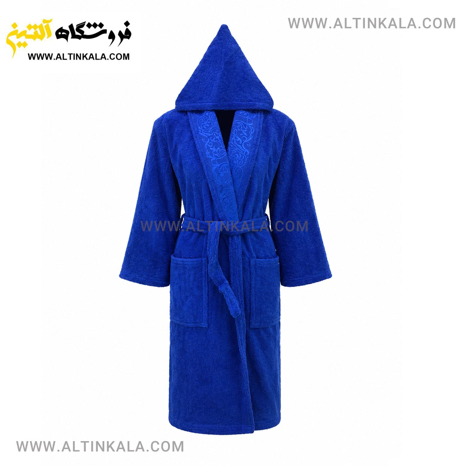 حوله پالتویی ماندگار طرح یقه ابریشمی آبی نفتی سایز L