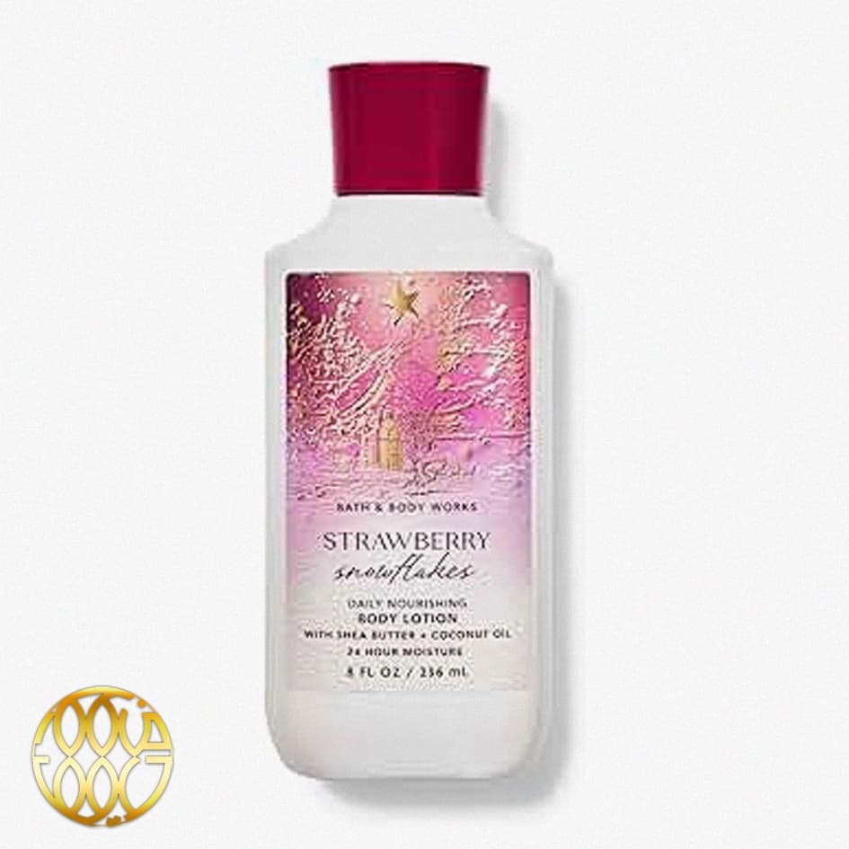 لوسیون بدن باث اند بادی ورکز Strawberry Snowflakes (استرابری اسنوفلیکس) ۲۳۶ میل | مرطوبکننده ۲۴ ساعته