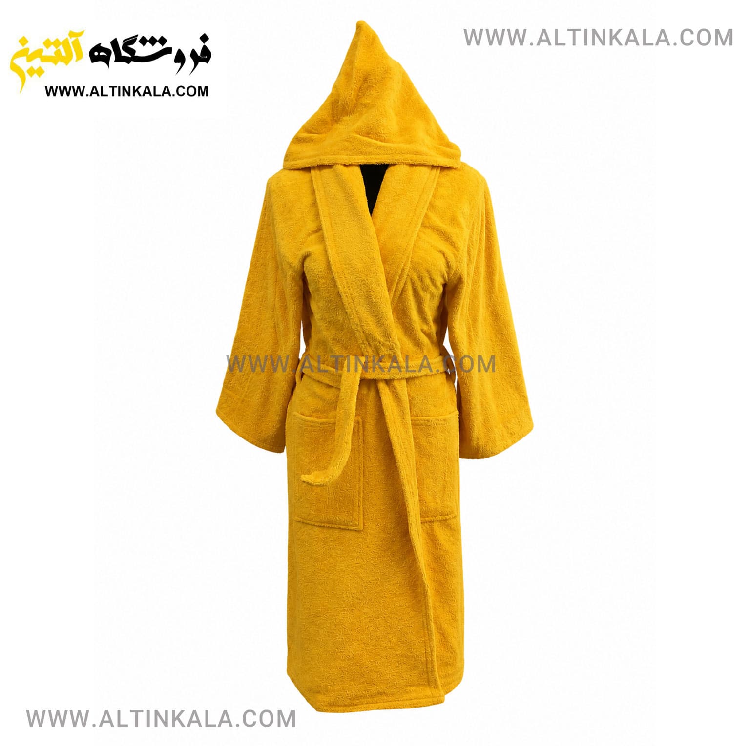حوله پالتویی ماندگار طرح ساده زرد سایز L