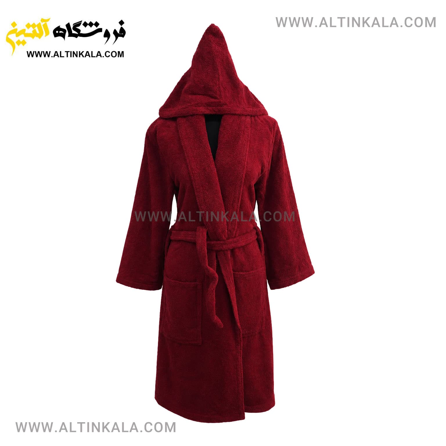 حوله پالتویی ماندگار طرح ساده زرشکی سایز XL
