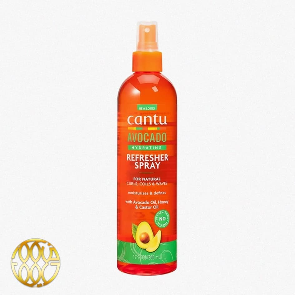 اسپری آبرسان و رفرش‌کننده موی فر کانتو مدل آووکادو (Cantu Avocado Hydrating Refresher Spray) ۳۵۵ میل | احیای فوری فرها بدون شستشو