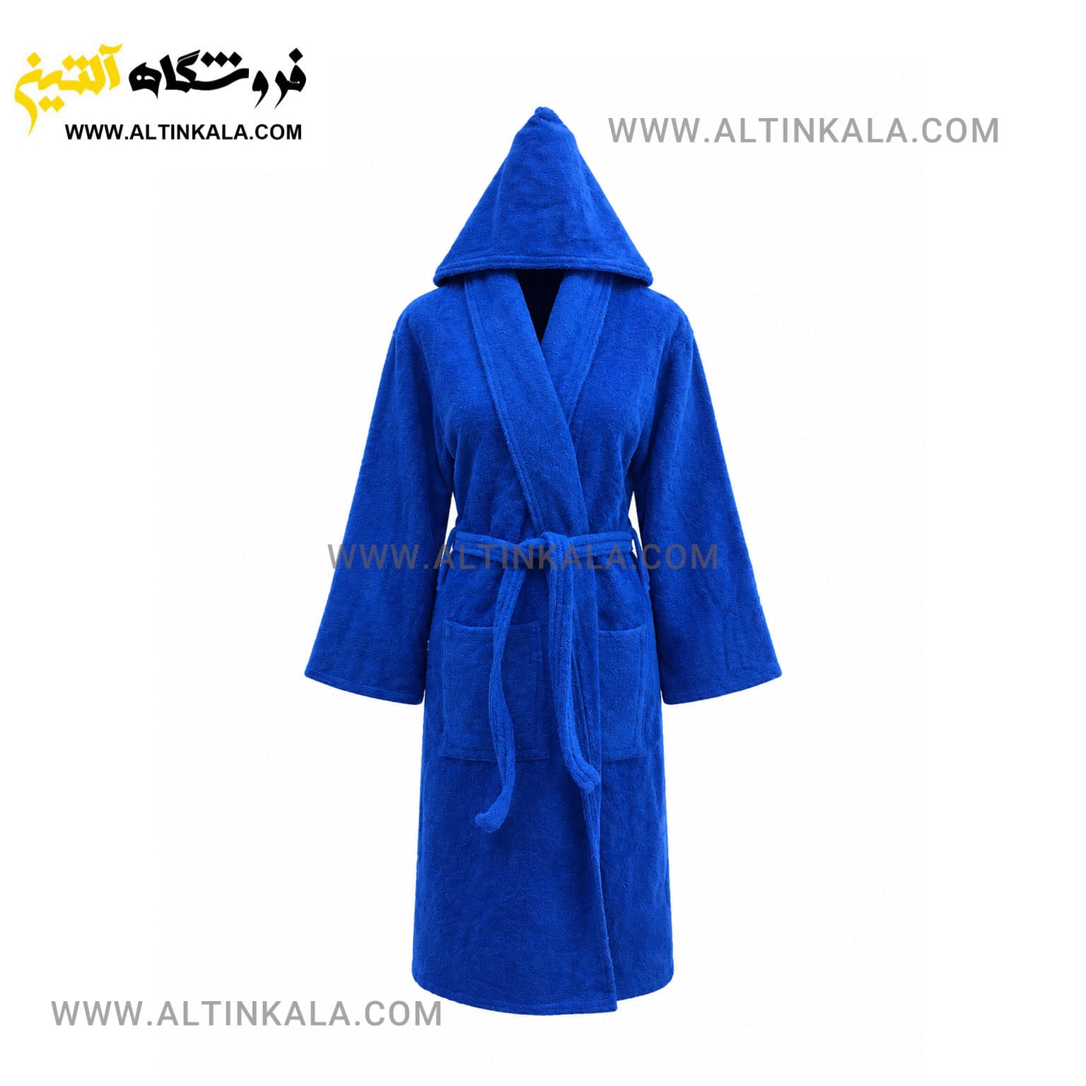 حوله پالتویی ماندگار طرح ساده آبی نفتی سایز L