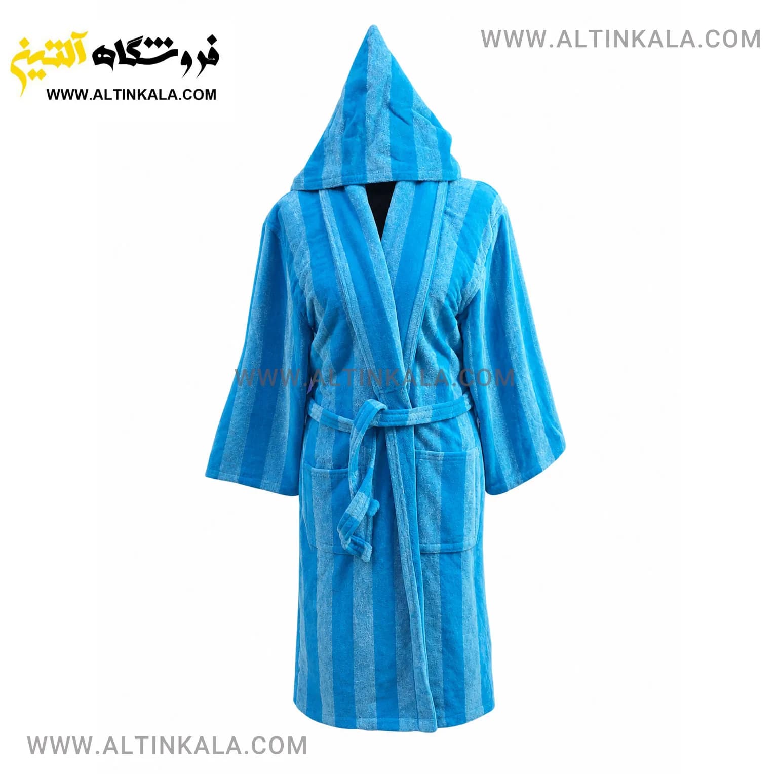 حوله پالتویی ماندگار طرح ملانژ آبی فیروزه ای سایز L