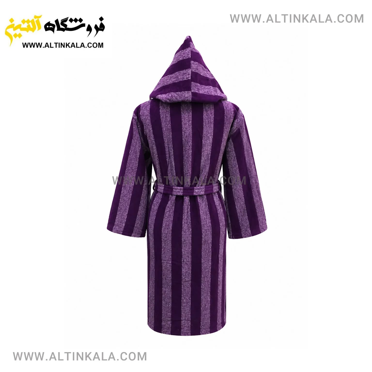 حوله پالتویی ماندگار طرح ملانژ بنفش سیر سایز L — تصویر ۲