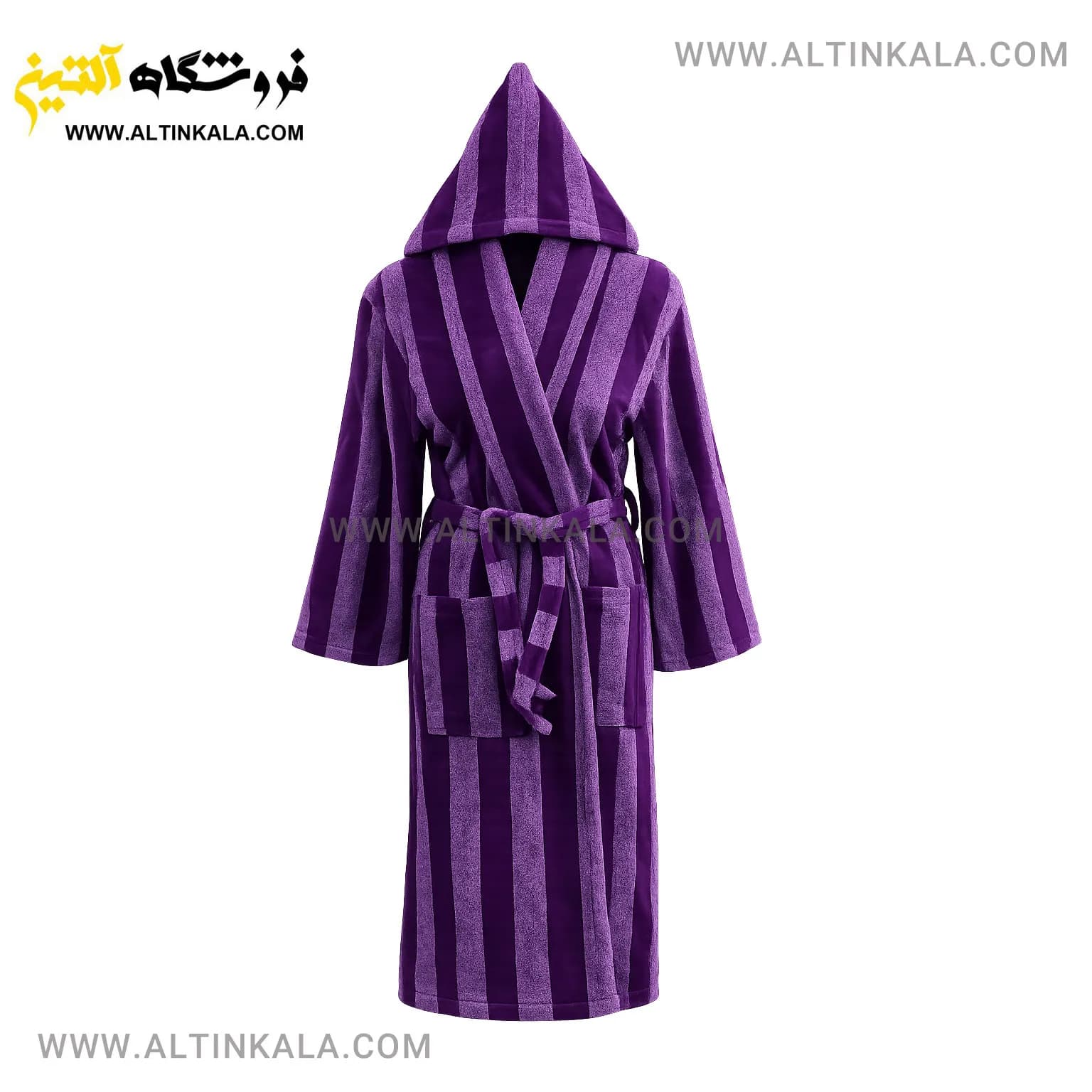 حوله پالتویی ماندگار طرح ملانژ بنفش سیر سایز L