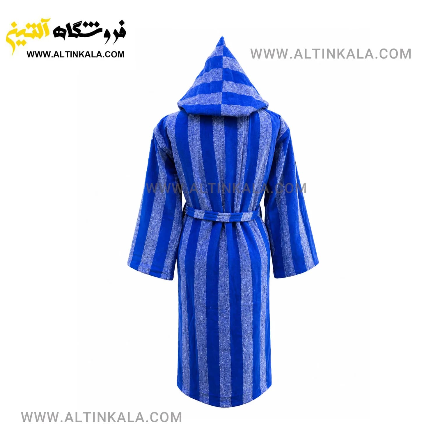 حوله پالتویی ماندگار طرح ملانژ آبی نفتی سایز L — تصویر ۲