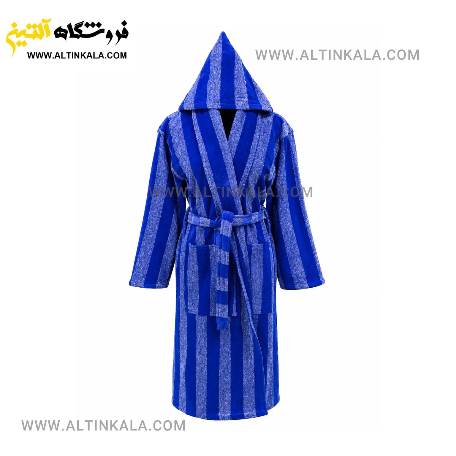 حوله پالتویی ماندگار طرح ملانژ آبی نفتی سایز L
